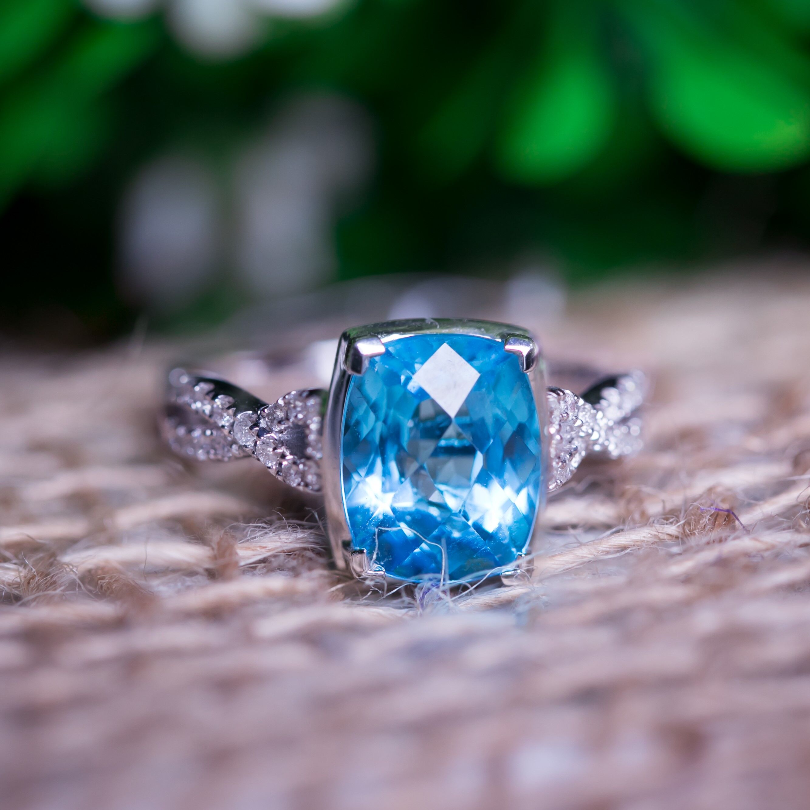 Oval Blue Topaz and White Lab-Created Sapphire Cascading Five Stone Ring in  Sterling Silver | Zales Outlet